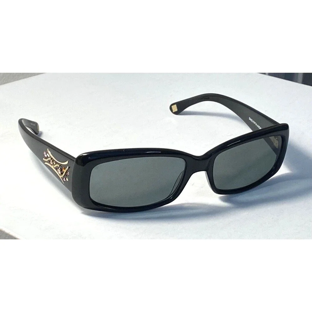SAKS 5TH AVENUE Women's Black Eyeglass FRAMES ONLY Gold Crystals Bejeweled Sun